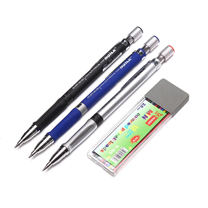 

2.0mm Mechanical Pencil Set 2B Automatic Pencils With Color/Black Lead Refills For Draft Drawing Writing Crafting Art Sketch