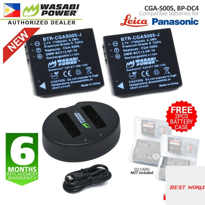 

Wasabi Power LUMIX CGA-S005 CGAS005 DMW-BCC12 BCC12 аккумулятор и USB двойное зарядное устройство MVP камера