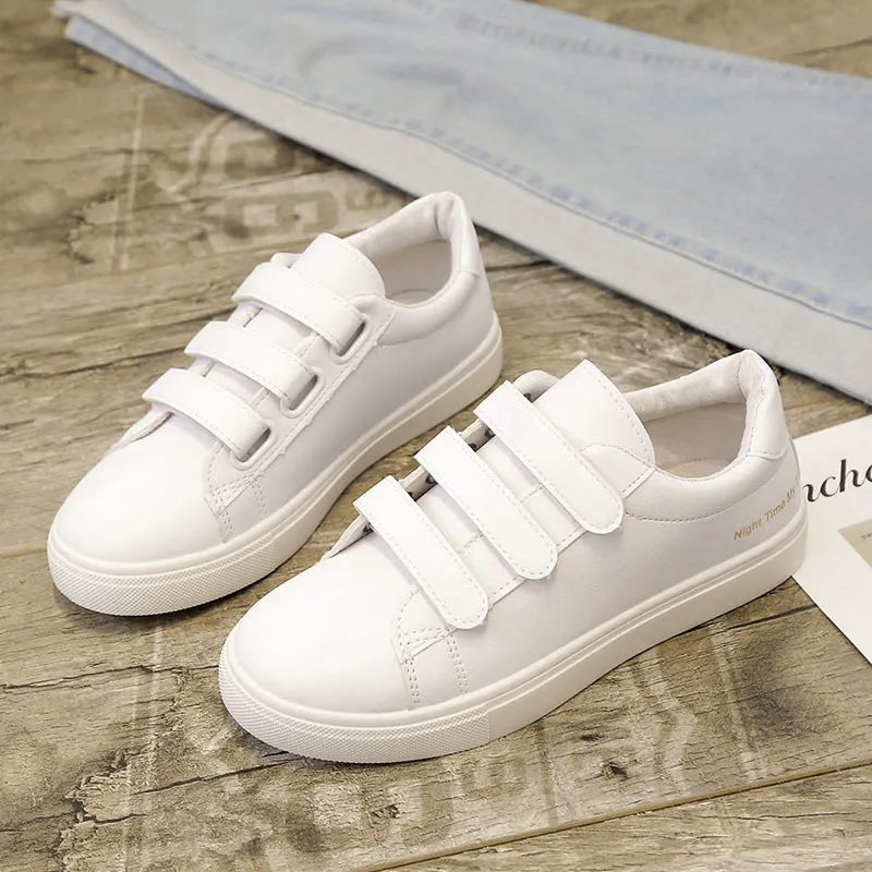 hook loop white shoes women 2023 everything with foreign style shoes women students leather autumn style board shoes tide
