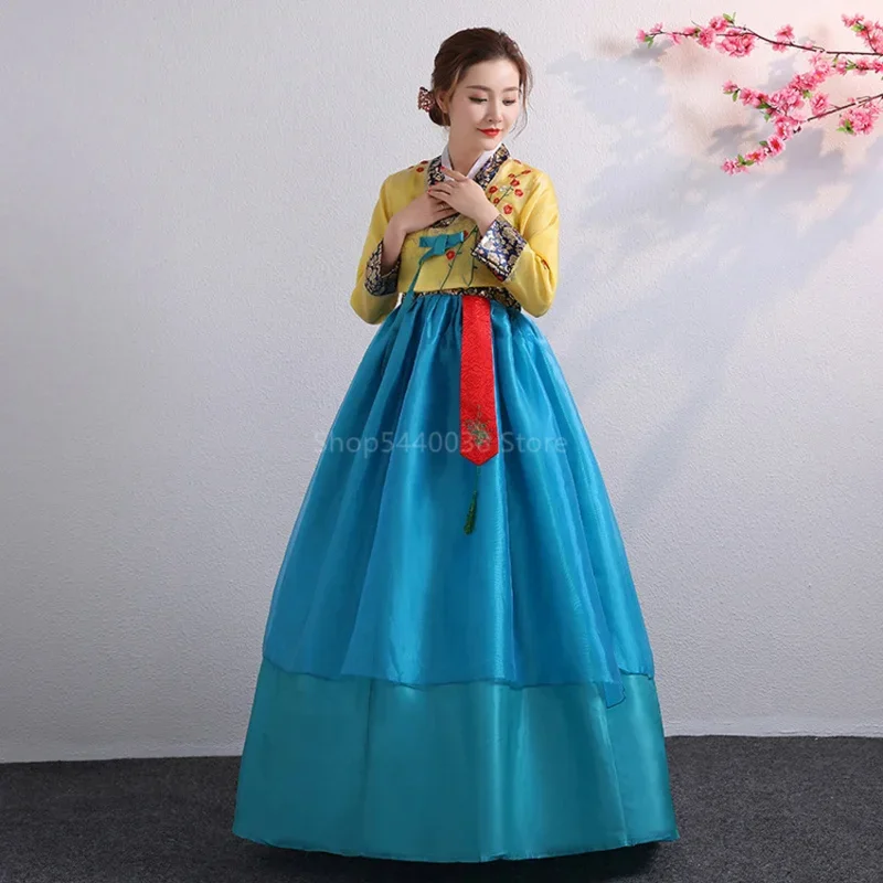 Женский традиционный костюм Hanbok в Корейском стиле танцевальное платье для