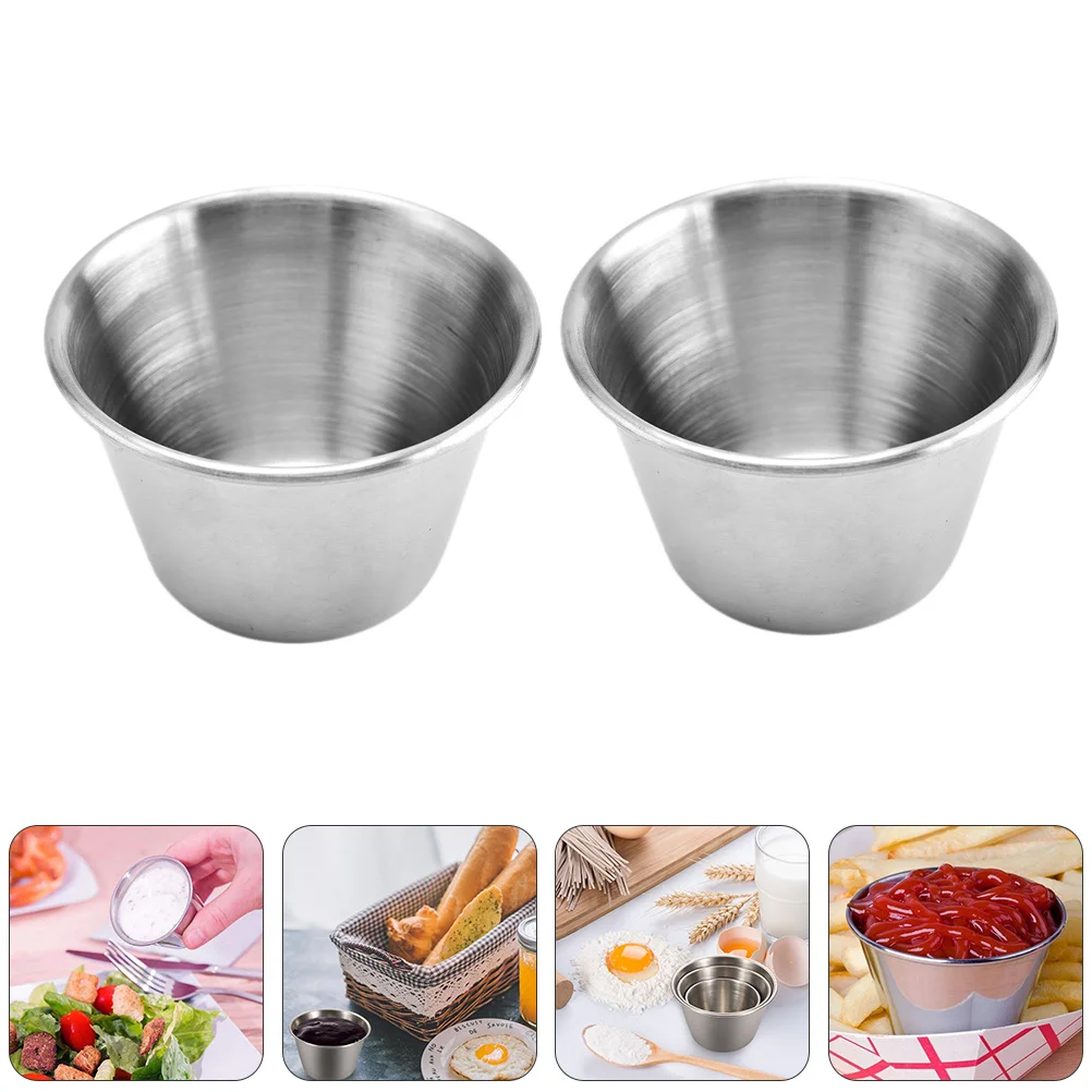 6Pcs Stainless Steel Sauce Cups Tomato Dipping Sauce Container for Home (Silver)
