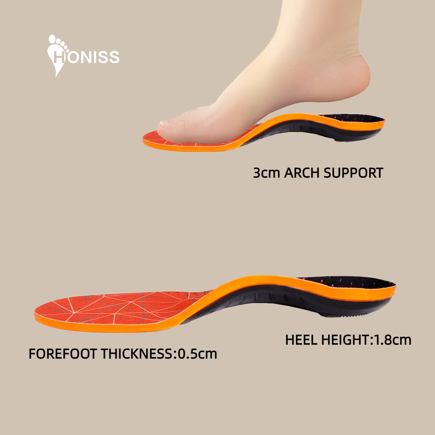 1 пара оранжевых плоских супинаторов эластичные и дышащие спортивные стельки из