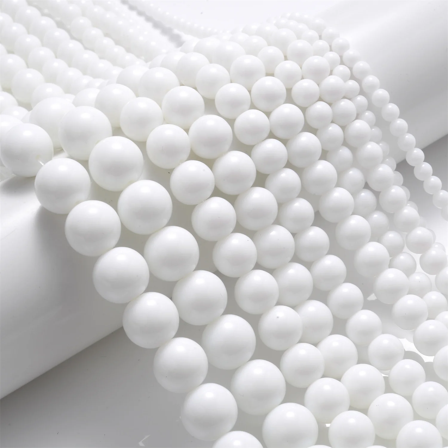 

Natural White Agates Stone Beads Smooth Onyx Round Loose Spacer Beads For Jewelry Making DIY Bracelet Accessories 15" 4mm-12mm
