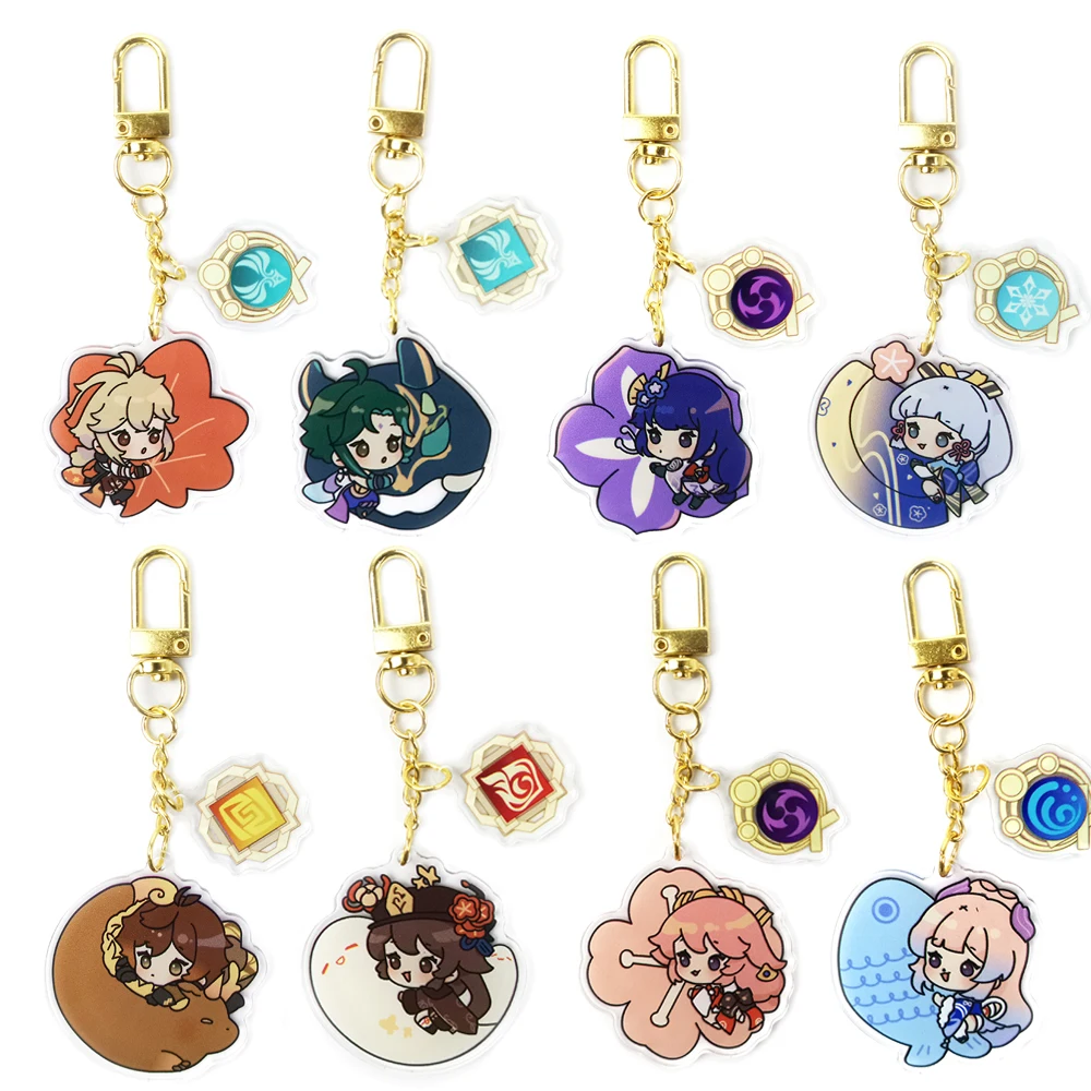 

Game Genshin Impact Acrylic Keychain Xiao Kaeya Ganyu Hutao Diluc Bennett Razor Cosplay Keychain Pendant Bag Charms Gift Fans
