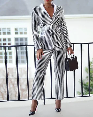 Женский костюм-двойка CM.YAYA из полиэстера и спандекса