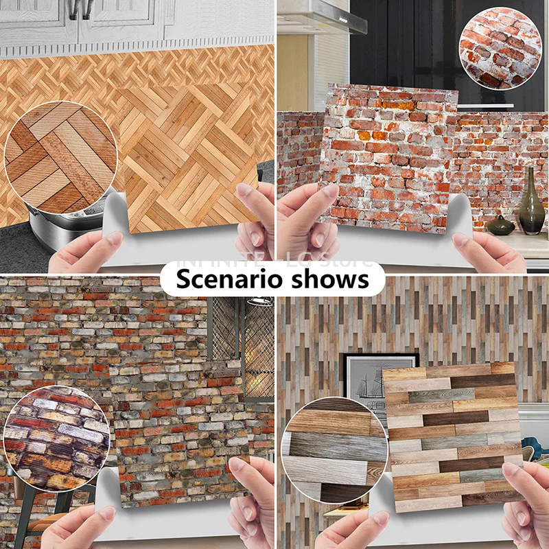 Фото 1 шт. DIY наклейка с имитацией древесного зерна 10*10 см ПВХ настенная бумага кукольный домик декоративные обои кухня ванная комната напольная плитка Пастер №3