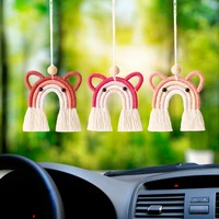 cute hand weaving fashion car ornament car hanging interior accessories creative car rearview mirror pendant