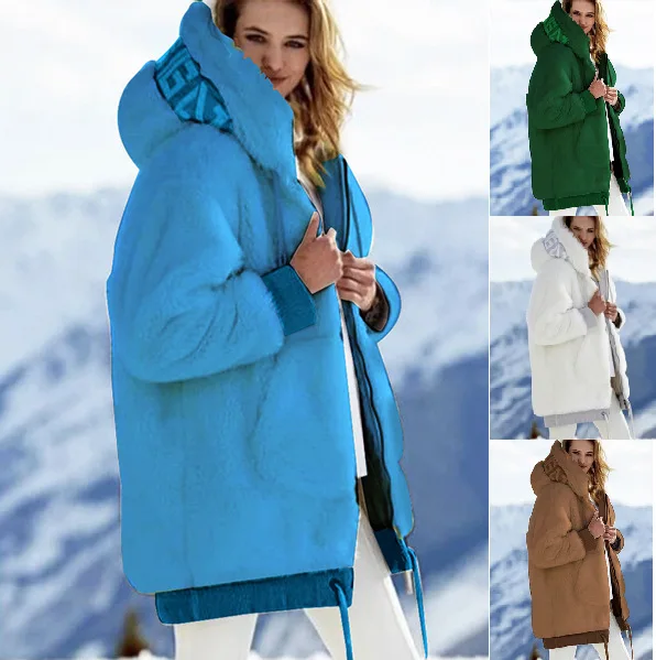 

New Autumn/Winter Coat Plush White Plush Style Commuter Coat Solid Color Slim Fit Coat