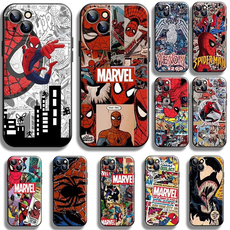 

Spiderman Venom Comics For iPhone 14 Max 13 12 11 Pro Mini X XR XS Max SE 7 8 Plus Phone Case Liquid Silicon Coque TPU Cover