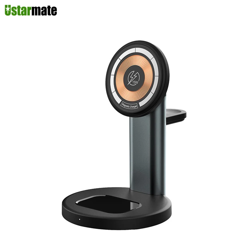 

3 in 1 Magnetic Wireless Charger Stand Qi Fast Charging Induction Charger For iPhone 12 13 14 ProMax Mini iWatch 8 7 6 AirPods