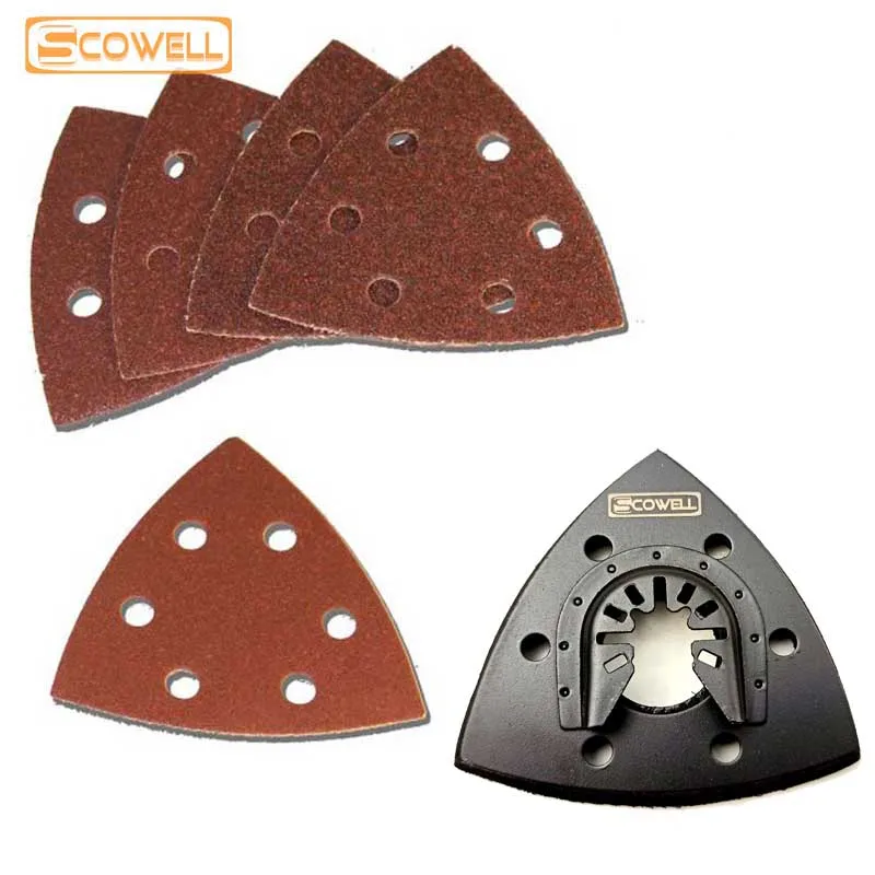 26PCS Hook Loops Sanding Paper And Triangular EVA Pad Suit For Oscillating Multifunction Tools Multimaster Power Tools Saw Blade