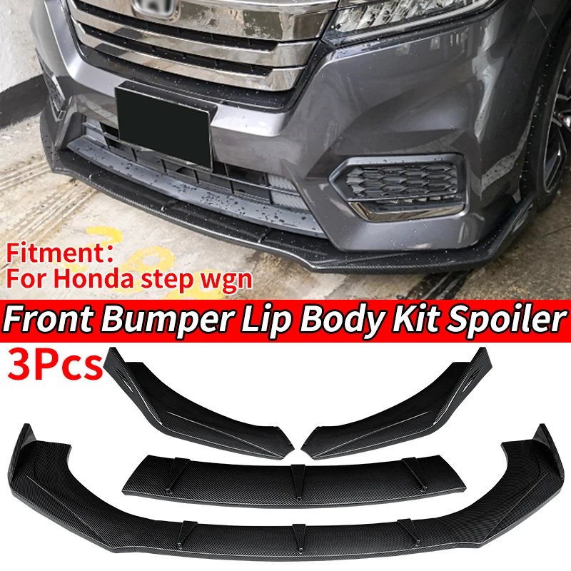 

Car Front Bumper Lip Body Kit Chin Guard Diffuser Cover Deflector ABS Accessories Carbon Fiber Look For Honda Step Wgn