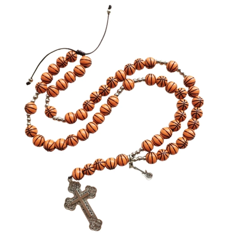 

Rosary Necklace with Jesus Crucifix Pendant Long Chain Necklace for Women