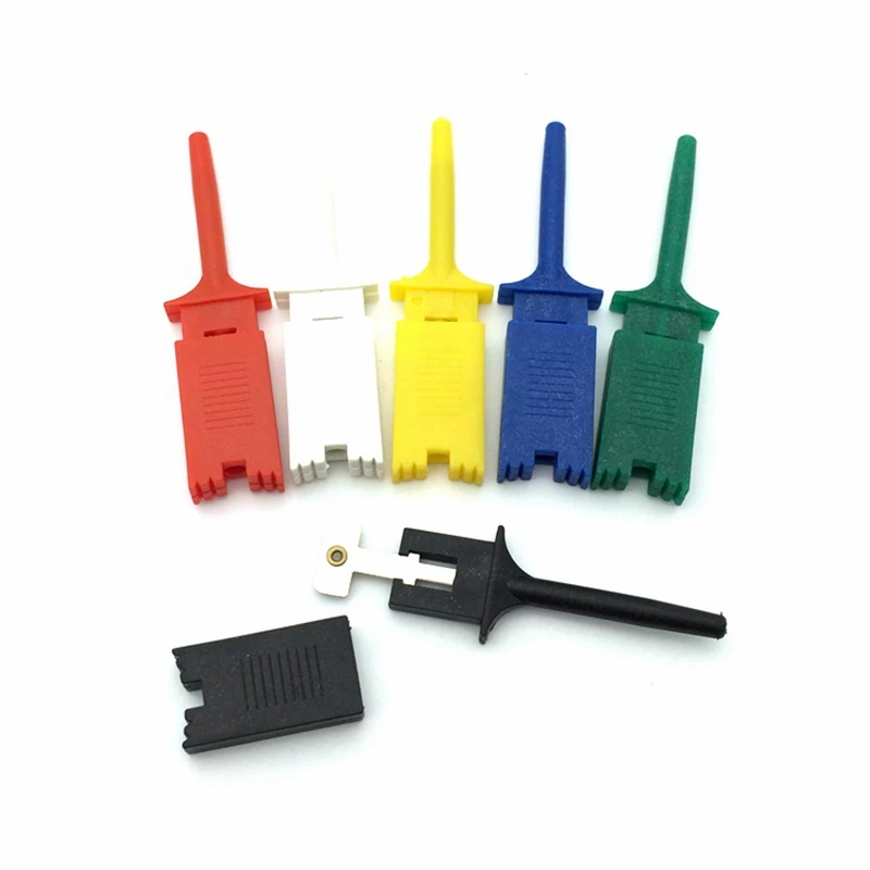 

12ps зажим с крючком для испытания для логических анализаторов, цвет: красный, черный, желтый, зеленый, синий, белый, плоское соединение крючка