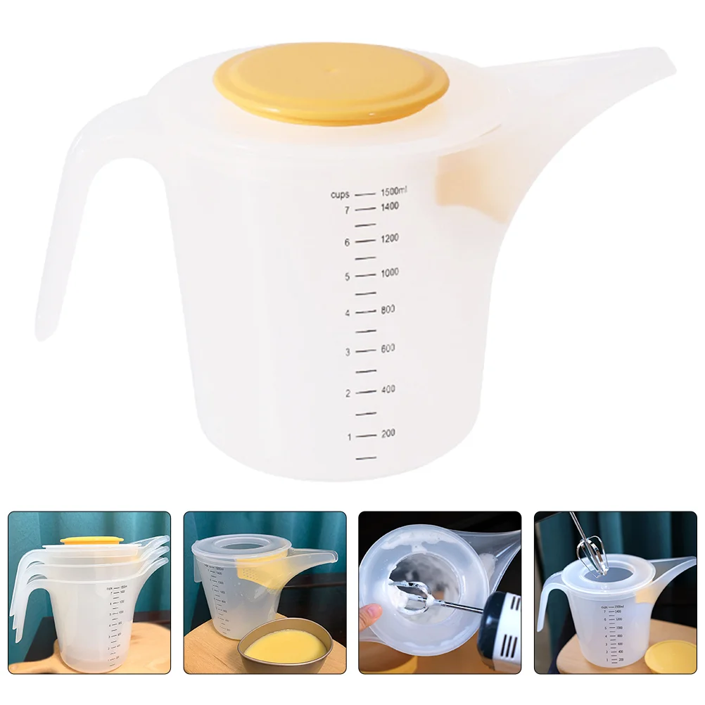 

Home Measuring Cup Baking Scale Cup Lidded Whipping Egg Cup with Side Handle