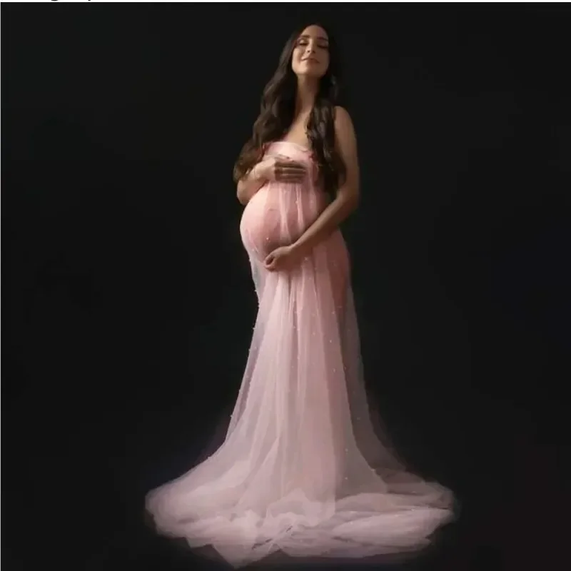 Сексуальные платья для беременных с бисером фотосессии тюлевое платье без