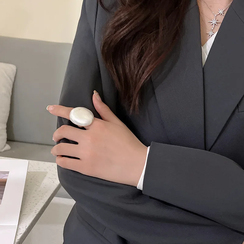 Винтажные геометрические овальные кольца для женщин матовые регулируемые