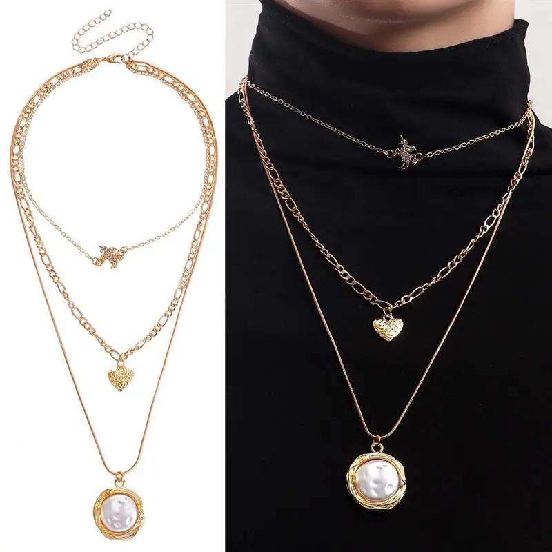 

Sweet Multilayer Chain Necklace Cute Adjustable Pendant Necklace Sweater Necklace Multilayer Chain Necklace For Women Girl