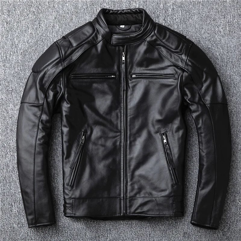 

100% Genuine Leather Jackets for Men Real Top Layer Cowhide Man Jacket Autumn Winter Plus Size Men's Motorcycle Jacket