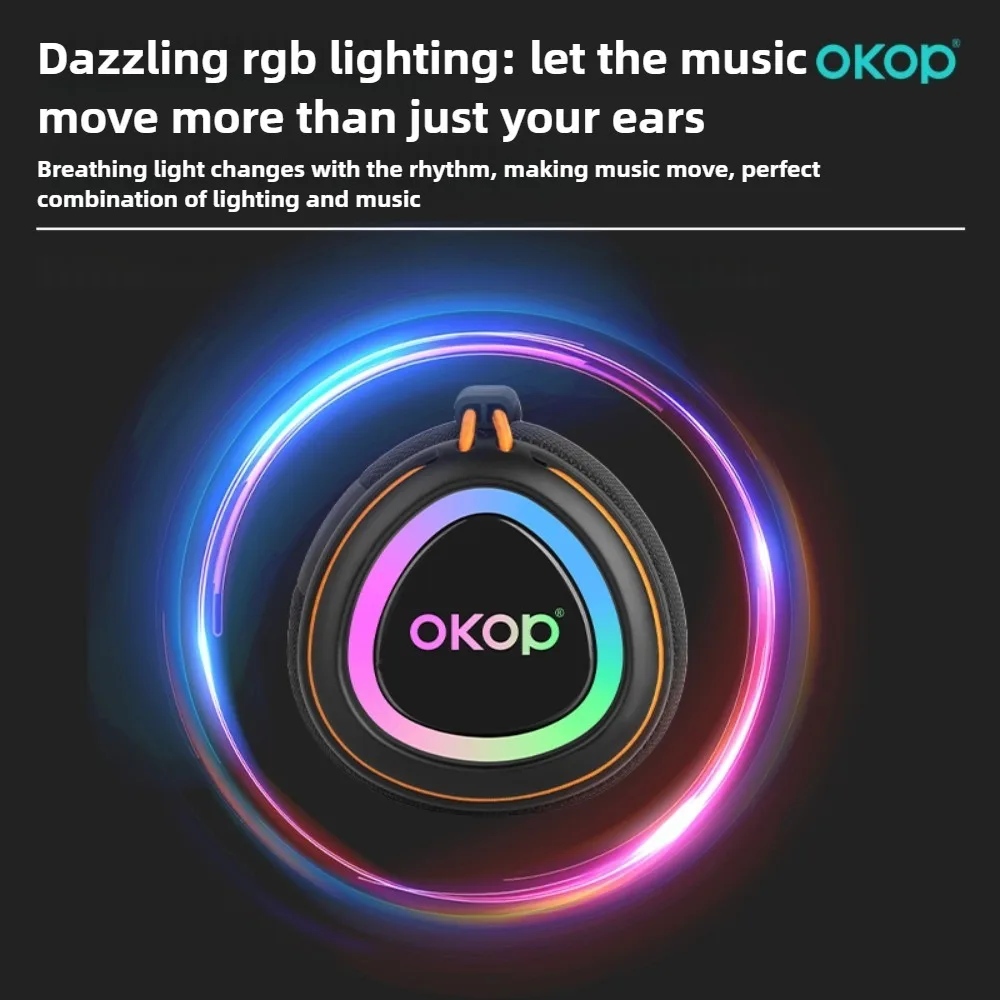Фото OKOP Bluetooth-динамик, портативный уличный динамик, атмосферный дыхательный светильник, сверхдлительный срок службы батареи, динамик для вечеринки, кемпинга, TF USB №3