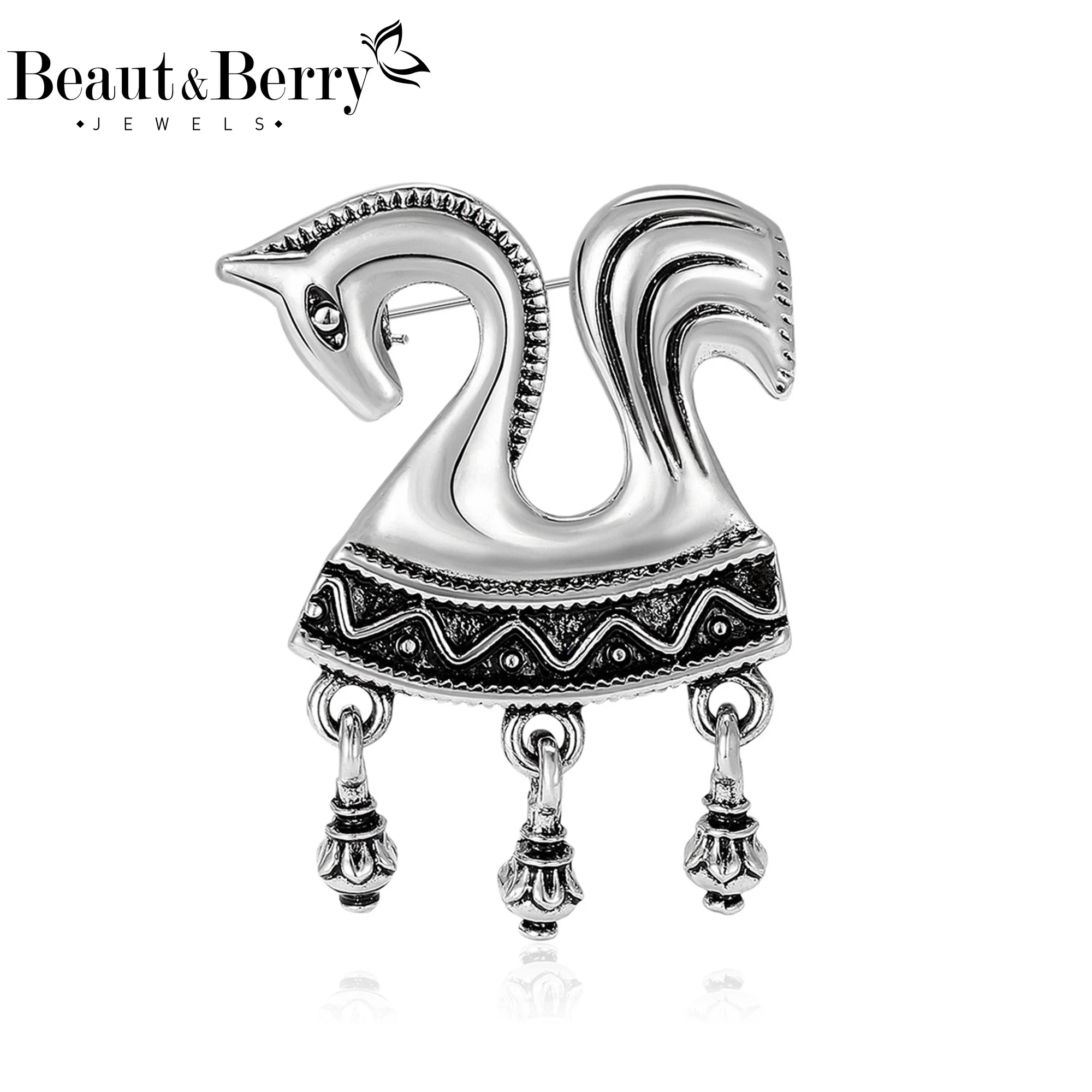 Beaut&Berry Вінтажні глянцеві кінь-підвіски Брошки для жінок Шпильки з тваринами Новий рік Друзі Прикрашені вечірні аксесуари Подарунки