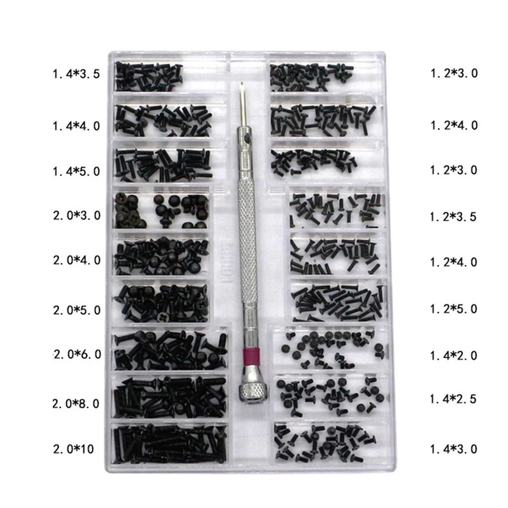 

18 specifications Carbon Steel Screws Eyeglass Sunglass Screws Repair Kit with Screwdriver Watch Eyeglass Repair Screws