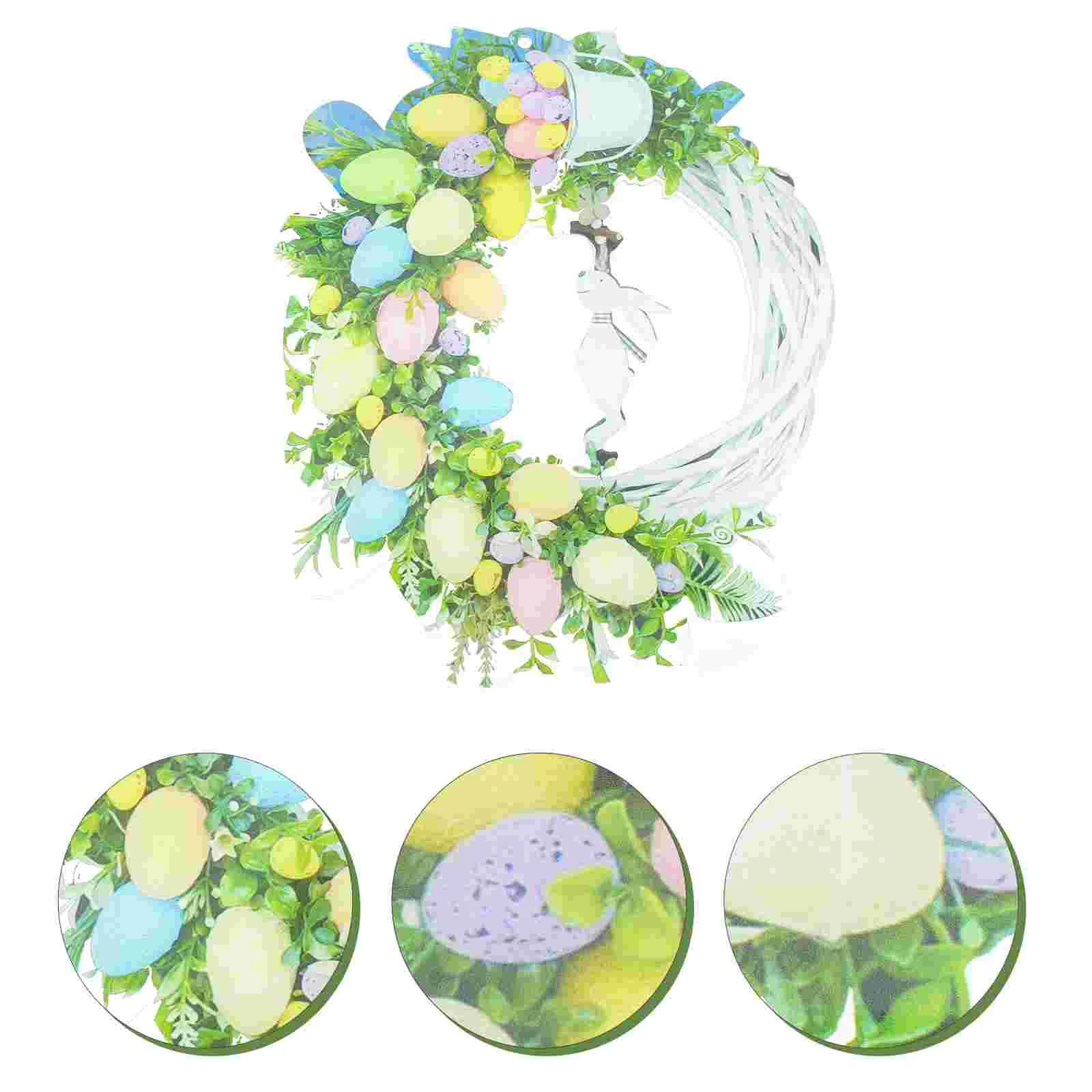 

1pc Bunny Tag Flower Wreath Door Hanging Pendant Easter Party Wreath Ornament