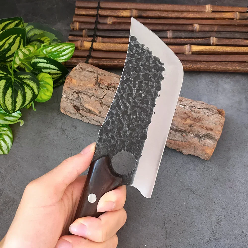 Тяжелый нож ручное кованое лезвие мясника для обвалки тесак измельчитель мяса