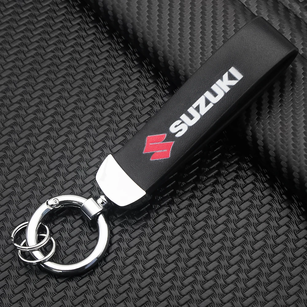 

Metal Leather Car Emblem Keychain Key Rings For Suzuki Swift SX4 Liana Aerio Jimny Samurai Amagatarai Grand Vitara Car Styling