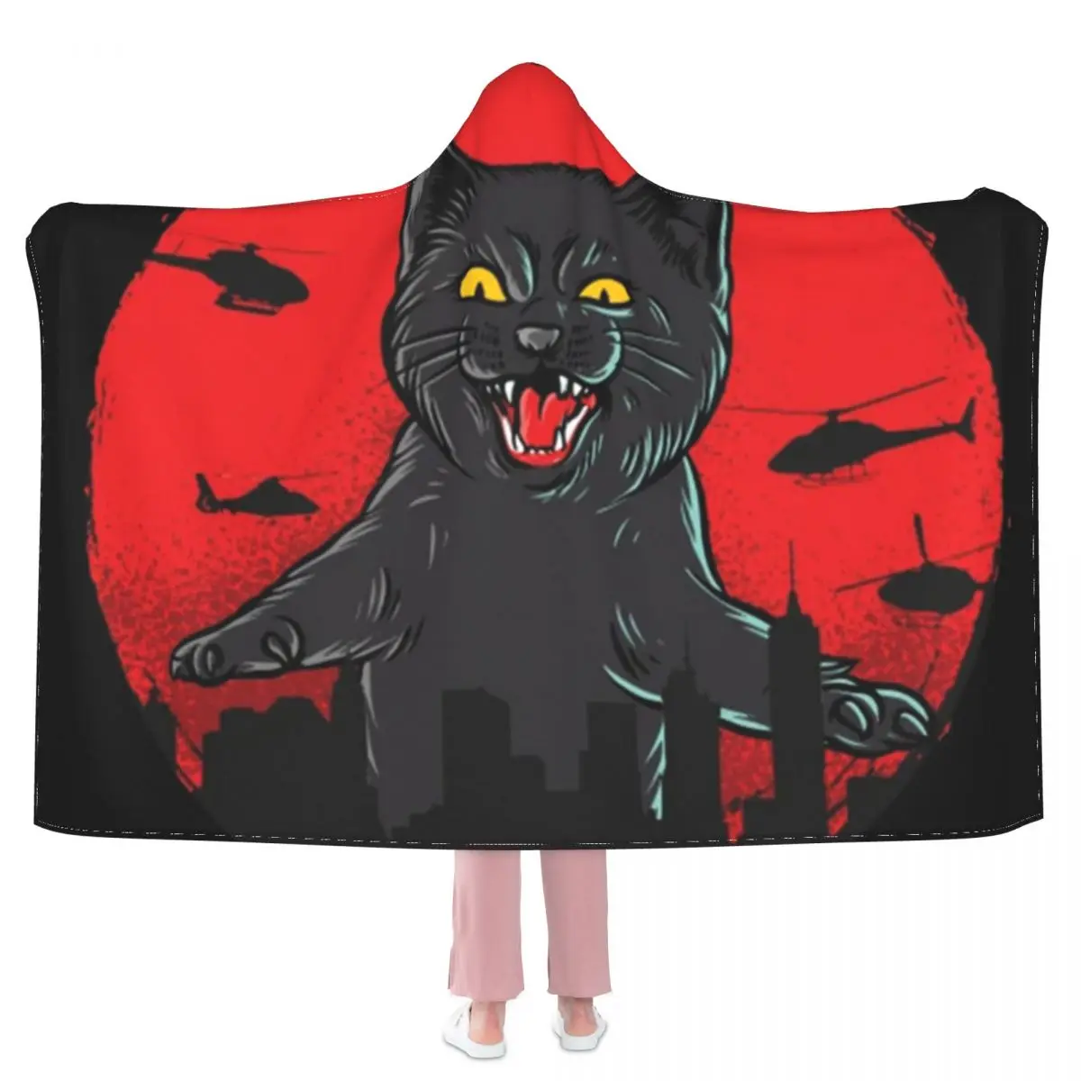 

Одеяло Catzilla, японское, kaiju monster kawai, аниме, винтажное, пушистое, с капюшоном, Флисовое одеяло, супермягкое модное покрывало