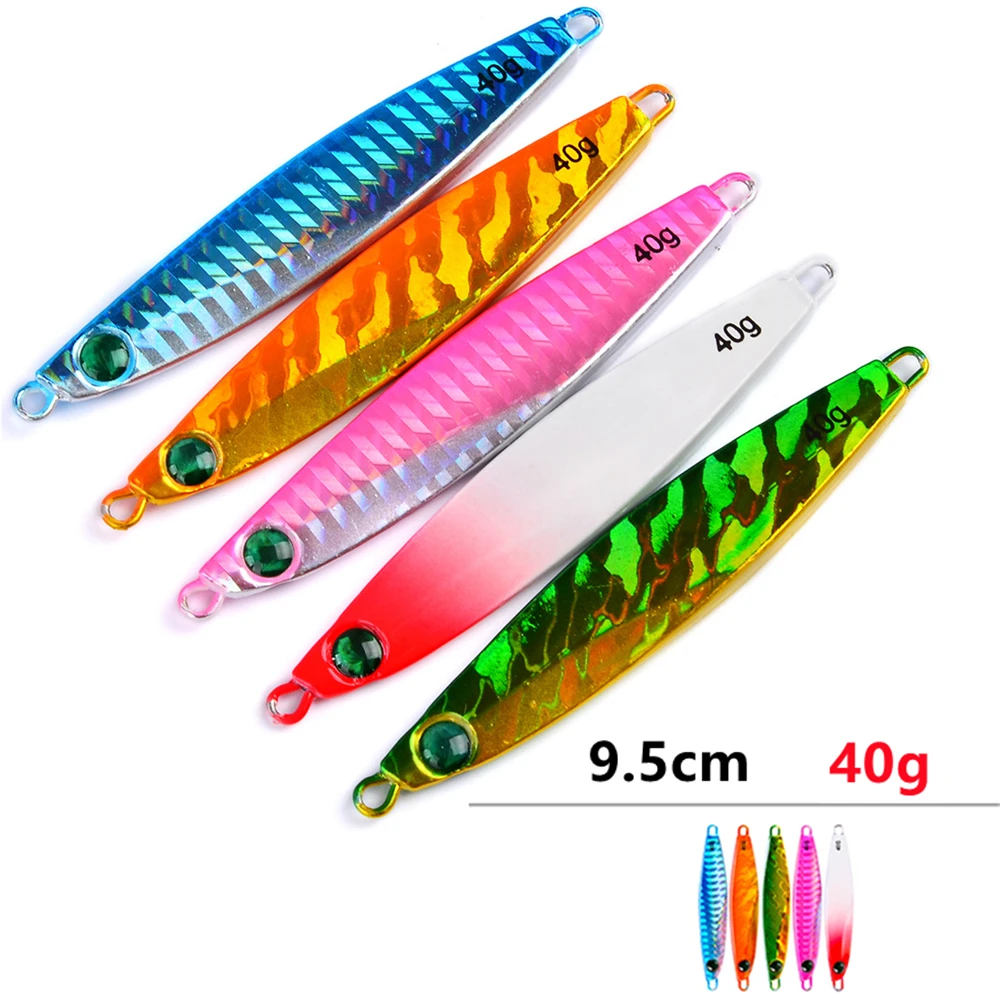

1pcs 9.5cm 40g jig Shone Hard Bait Fishing Metal jigger Lure Accessories Colorful Crankbait Minnow Sinking Spinning Baits
