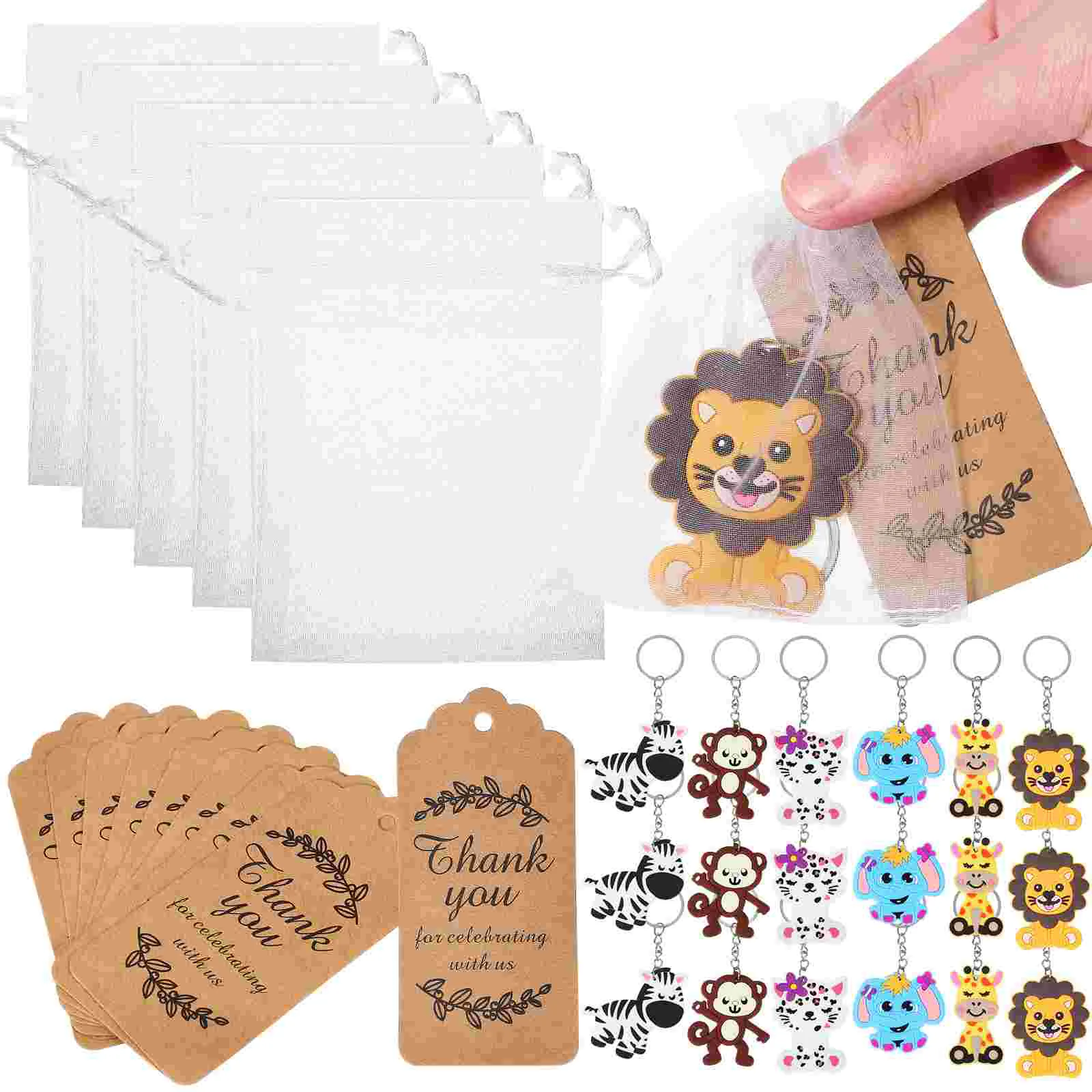 

Key Holder Bulk Keychains Backpack Backpacks Cartoon Animal Paper Jungle Party Favors Child Rings