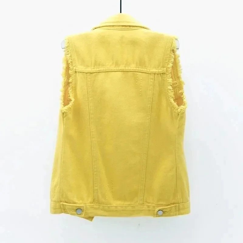 Женский однобортный джинсовый жилет уличная одежда однотонный Повседневный