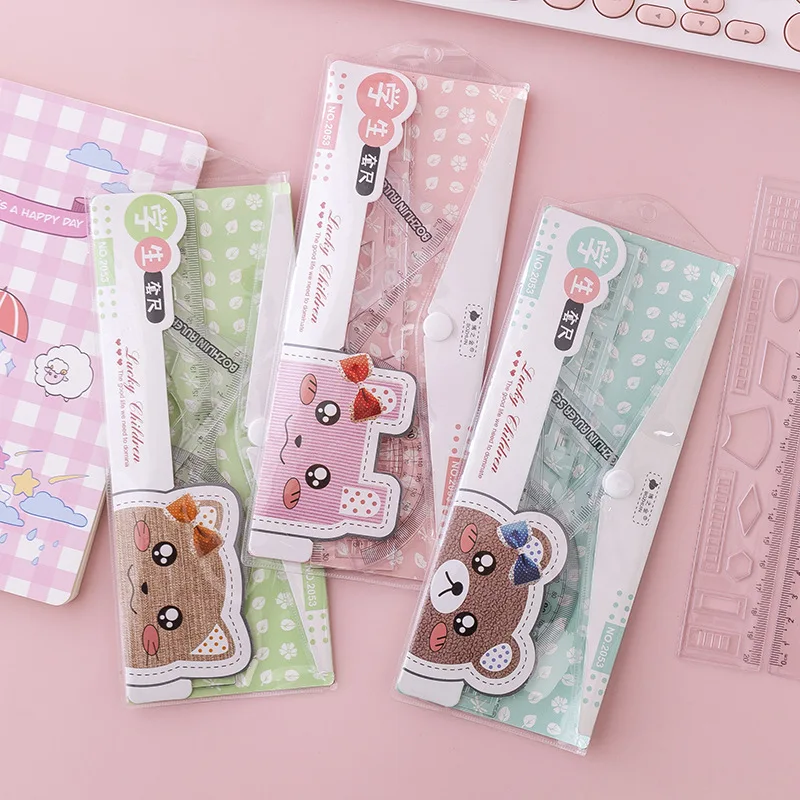 

Ruler Set Primary School Stationery Cute Ruler Boys Girls School Supplies Triangle Board School Supplies Accessories Wholesale