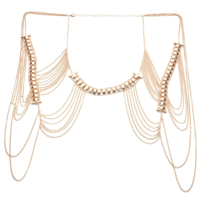 

Hot Lady Tassels Link Harness Necklace Jewelry Body Shoulder Necklace Body Chain