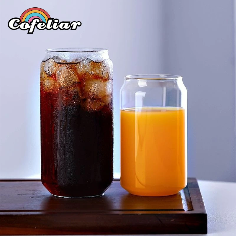 

Creative Transparent Drinking Utensil Coffee Glass Cup with Straws Wine Milk Beer Cola Juice Cold Drinkware Handmade Can