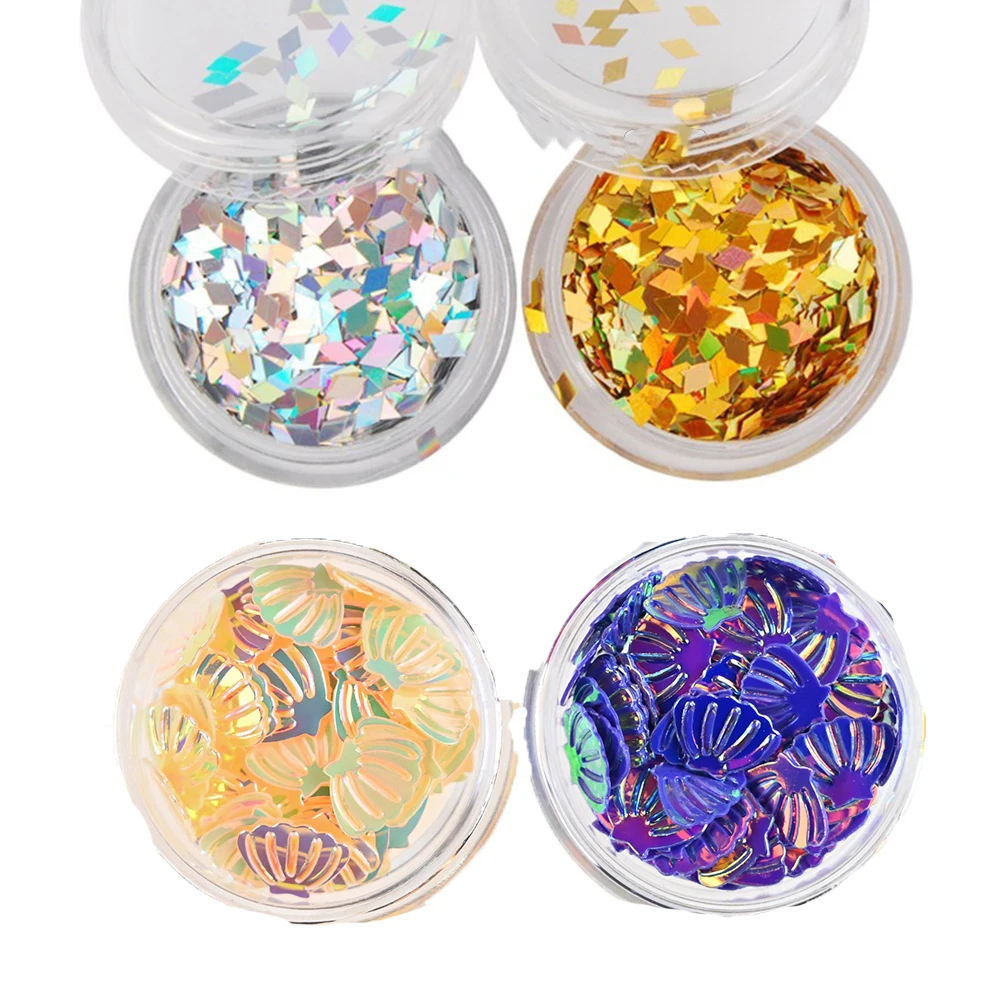 

Silver Gold Rhombus Nails Art Glitter Sequins Irregular Paillette Flakes Mixed Strip/Rhombus Polish Holo Nail Charm Glitter set