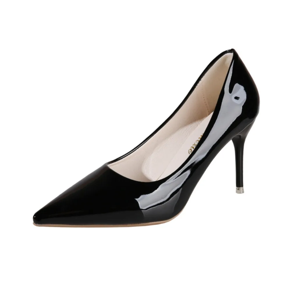 zapatos de charol cristal para mujer tacones elegantes y sencillos altos delgados individuales