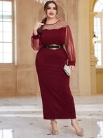 toleen women large plus size maxi dress 2022 spring luxury chic elegant red long sleeve bodycon evening party festival clothing