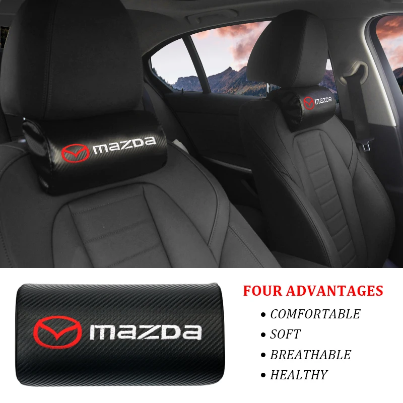 

Car Neck Pillows Both Side Pu Leather Pack Headrest Head Pain Relief Filled Fiber Universal Pillow For Mazda 2 3 6 Atenza Axela