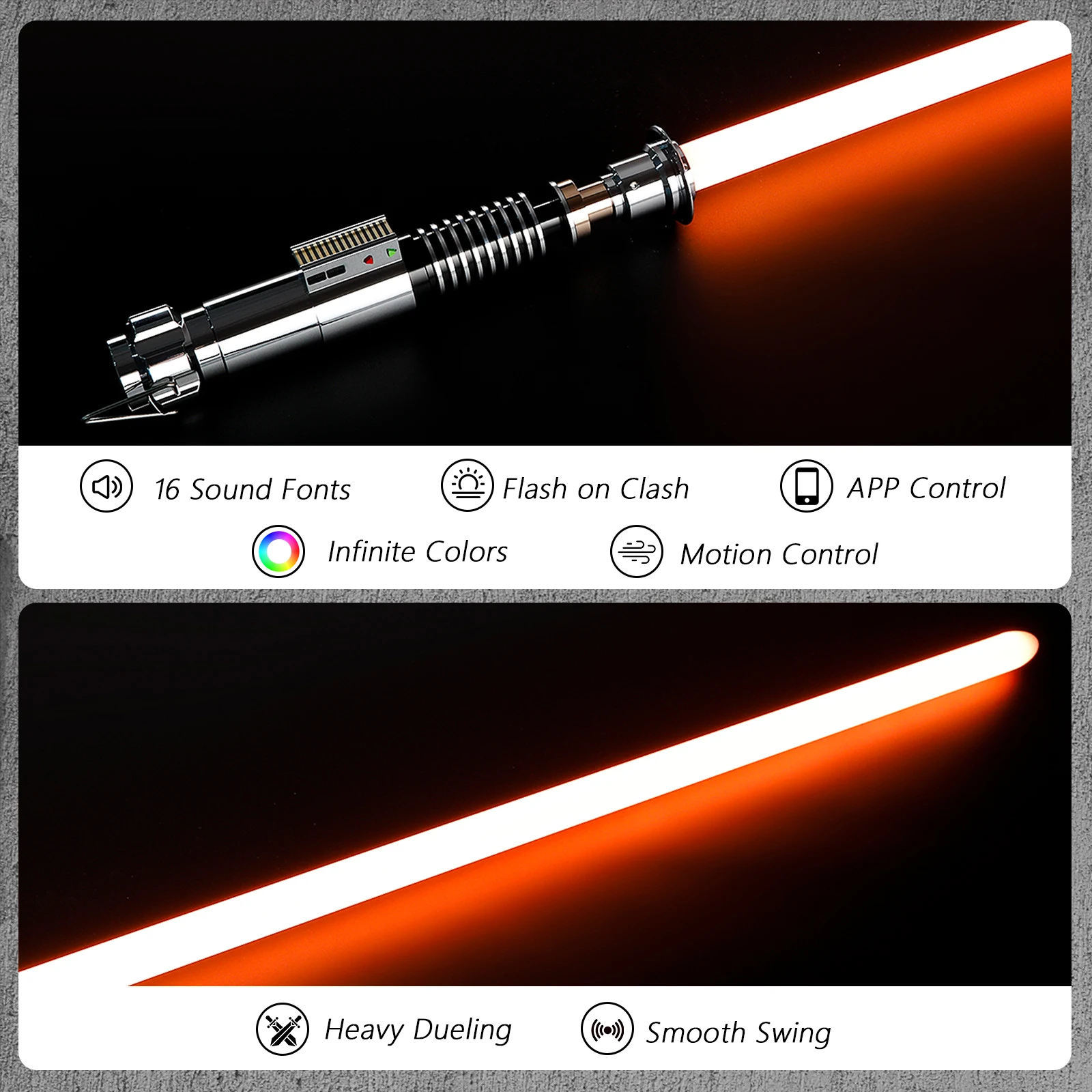 Люк EP8 Premium Metal Duel Light Saber 16 звуковых шрифтов контроль движения RGB бесконечные цвета