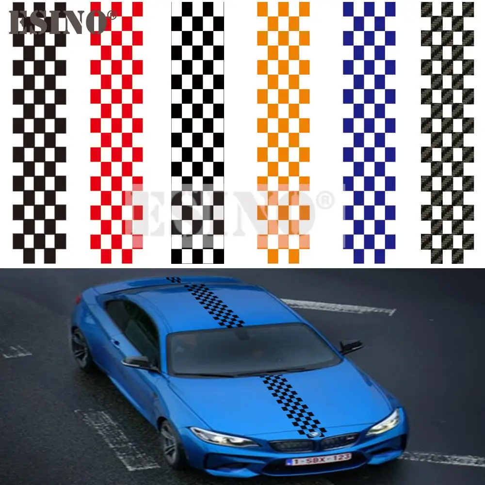 

Лидер продаж, новинка, стильные чехлы на капот гоночного флага автомобиля, виниловые спортивные наклейки, декоративные наклейки на голову, автомобильные аксессуары, 23 см x 120 см