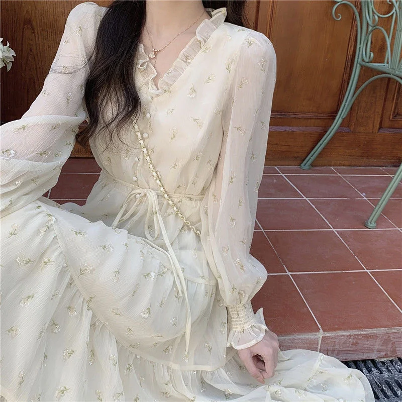 

TINT ERA Spring Summer Women's Clothing 2022 New French Gentle Wind Mid-Length Design Sensation Niche Pure Desire Chiffon Dress