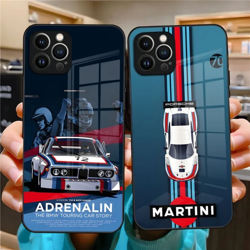 

Martini Racing чехол для телефона с принтом, роскошный дизайн, стекло для IPhone 14 Pro 12 11 13 Mini X XR XS Max 8 7 6 Plus SE, задняя крышка