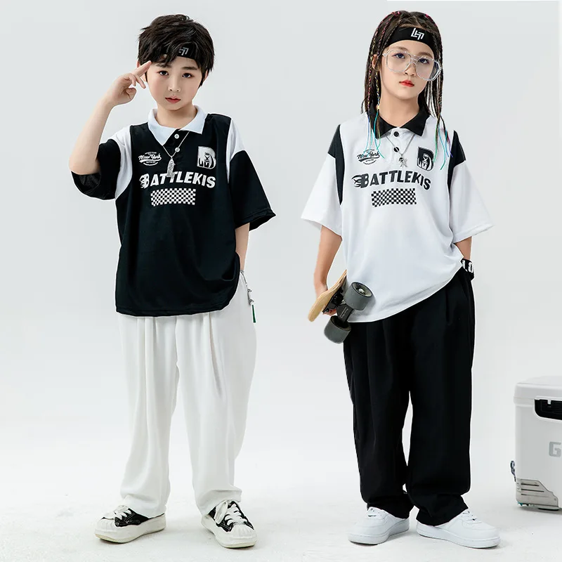 Детская одежда для уличного танца рубашка-поло мешковатые брюки джазовых танцев