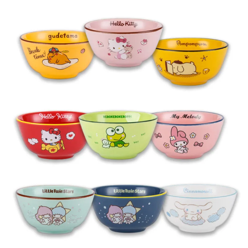 

11.8Cm Kawaii Anime Cinnamorol Mymelody Kittys Child Household Tableware Ceramic Bowl High Face Value Birthday Christmas Gift