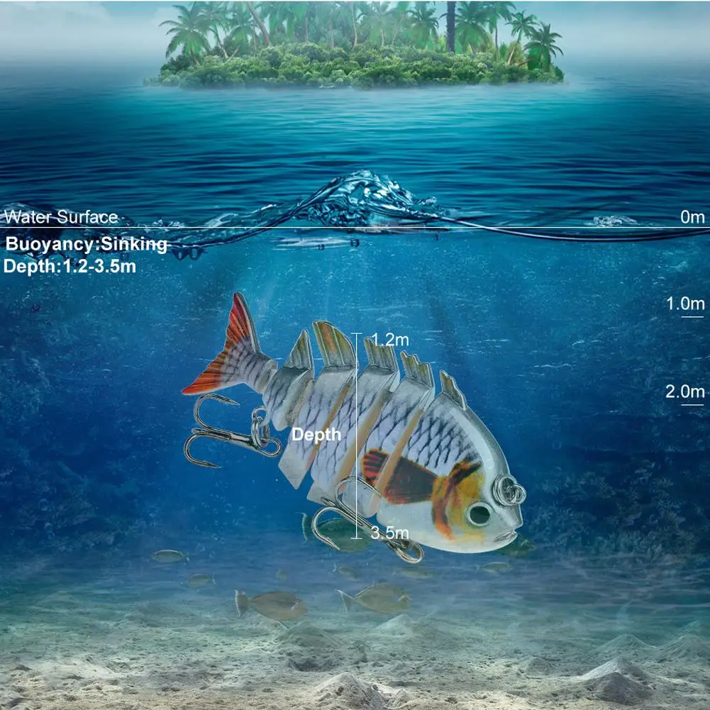 6-секционная многосекционная бионическая приманка для рыбы 8 см 1 6 г