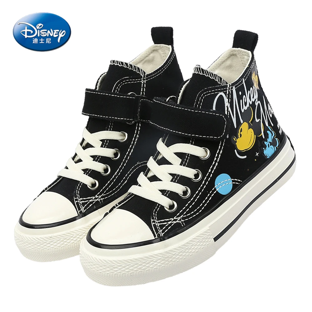 Disney Kids Casual Sneakers For Spring Autumn Girls Fashion Mickey Mouse Print Canvas Shoes Students Non-slip Breathable Shoes