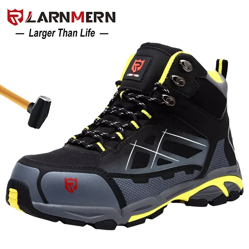 

NEW IN LARNMERN Mens Steel Toe Work Safety Shoes Lightweight Breathable Anti-smashing Anti-puncture Anti-static Protective Boots