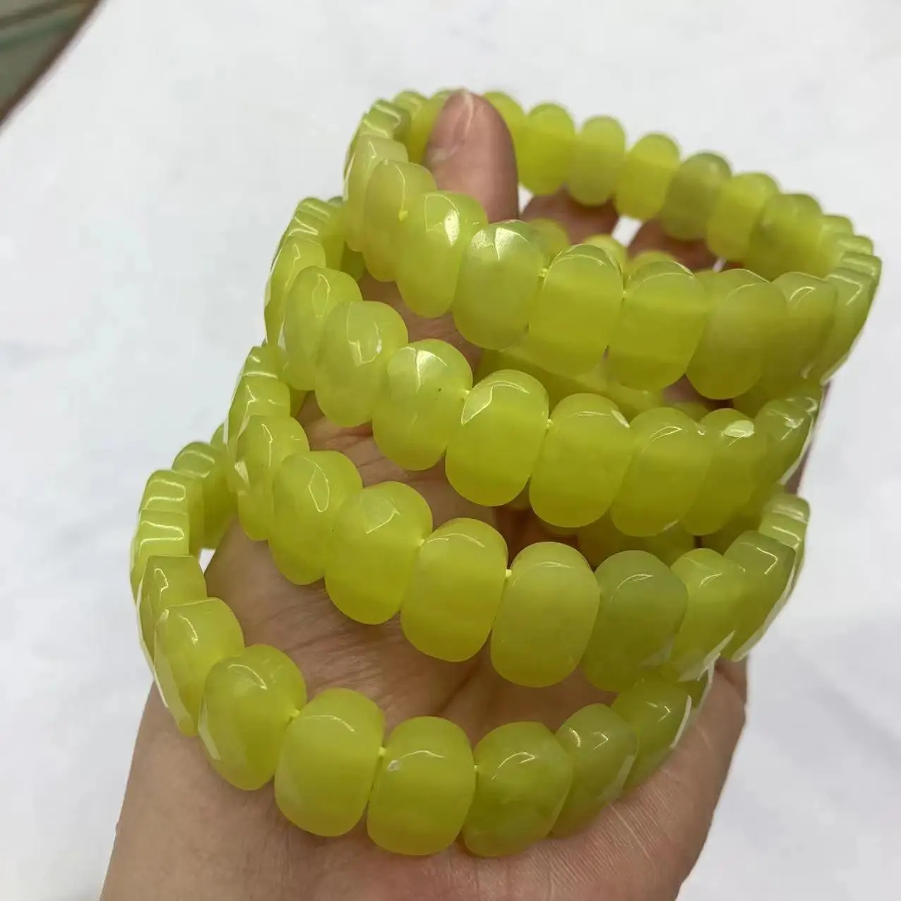 

Yellow Lemon Jade Stone Beads Bracelet Natural Gemstone Jewelry Bangle for Woman for Gift Wholesale !